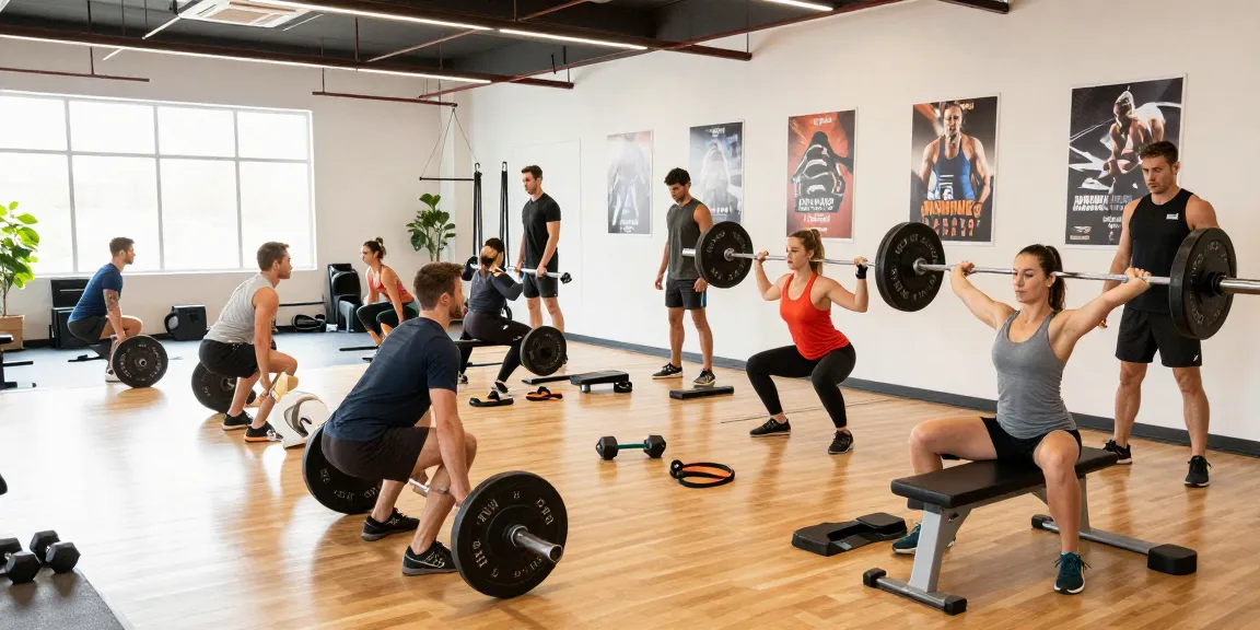 Deus Medical - Fitness-Enthusiasten trainieren mit Gewichten im modernen Fitnessstudio.