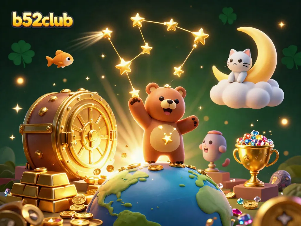 Join the excitement at b52club with a magical, vibrant casino scene filled with treasure and fun.