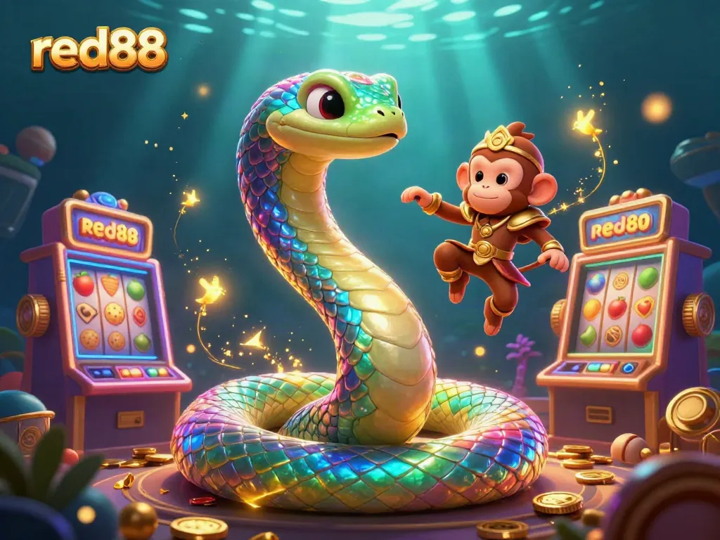 Experience thrilling gameplay at red88 with vibrant slot machines and magical characters in a rich environment.