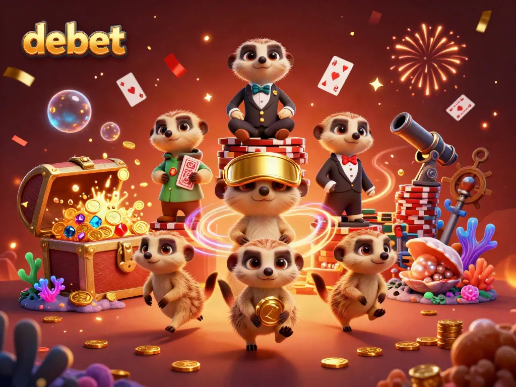 Experience thrilling games at debet's vibrant 3D casino, where meerkats run the operation with fun.