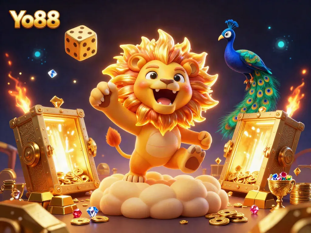 Yo88 players enjoy a vibrant online gambling scene featuring golden treasures and a thrilling atmosphere.