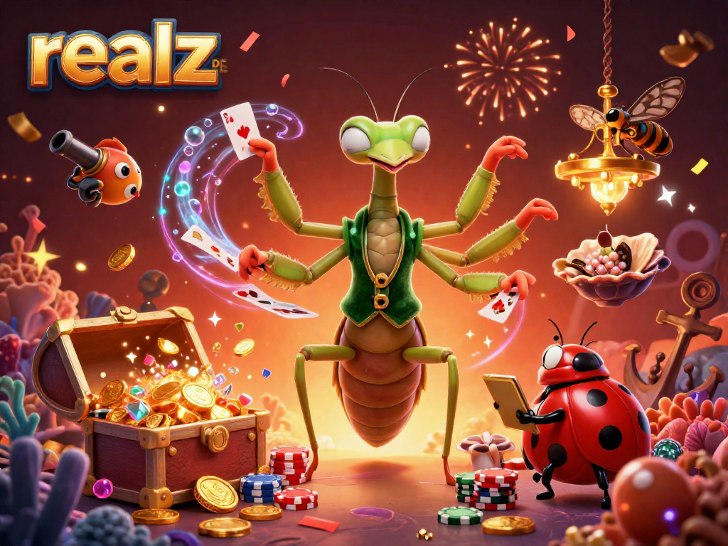 Spiele mit realz DE und erlebe die Faszination eines lebhaften Casinos mit einem aberwitzigen Mantis und glänzenden Schätzen.