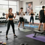 Aktive Bodybuilder im Steroidshop, die im Fitnessstudio trainieren und anabole Steroide verwenden.